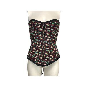 BURLESK - WOMEN'S SMALL - BLACK 100% POLYESTER LACE-UP BACK CHRISTMAS CORSET
